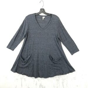 Comfy USA Tunic Women Small Gray Long Sleeve Pockets Capsule Minimal Flowy USA